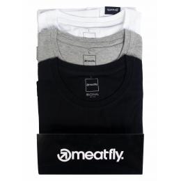 Trička Meatfly Logo Multipack 2022 Black/Grey Heather/White