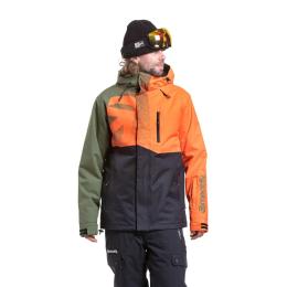 Pánská zimní bunda na lyže/snowboard Meatfly Shader Jacket 24/25 Orange/Bronze Green